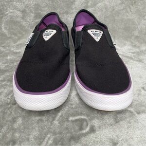 Columbia PFG Slack Water Slip-On Shoes Black Floral Heel Purple Women's Size 8
